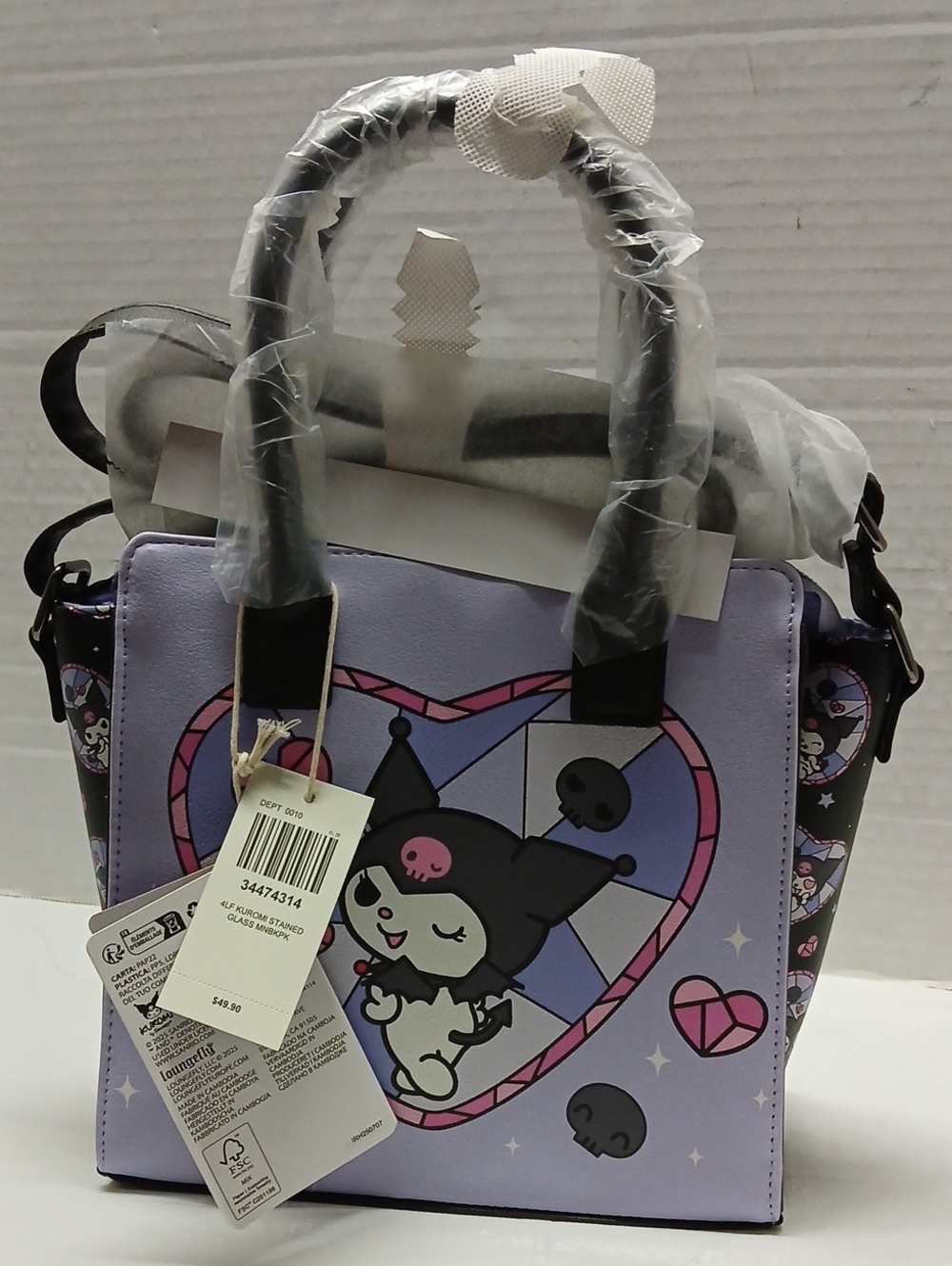 Loungefly Sanrio Kuromi Stained Glass Heart Satchel Crossbody Bag Purse Kawaii